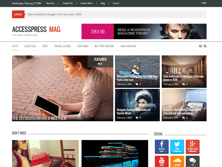 Modern and clean WordPress magazine theme