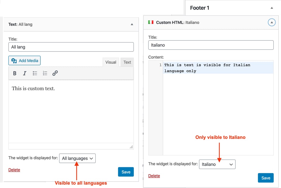 Widget translation using Polylang