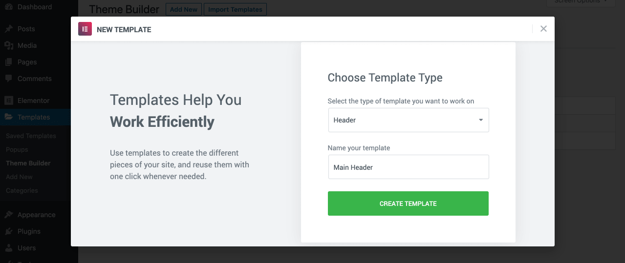 create custom header using Elementor