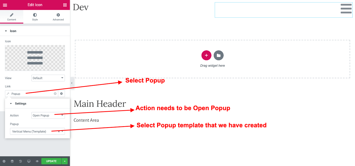 Popup trigger options