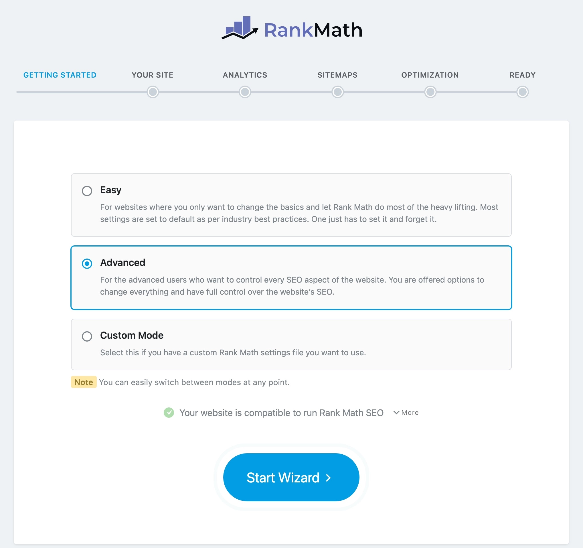 Rank Math Setup Wizard 