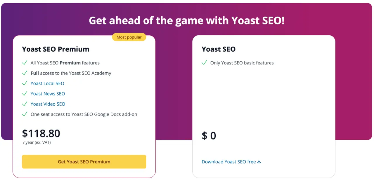 Price of Yoast SEO Plugin