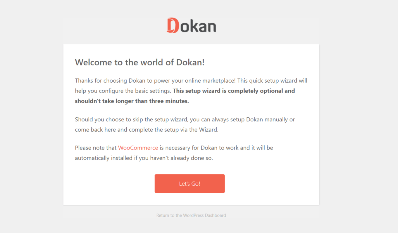 Dokan Setup Wizard